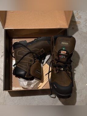 ROYER Men's Brown Lace-Up steel cap Safety Boots New with tags and original box